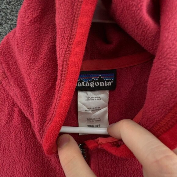 Patagonia Women’s Jacket Adult Fleece Red Hooded Small Full Zip W/ Logo, Pockets - Picture 8 of 16